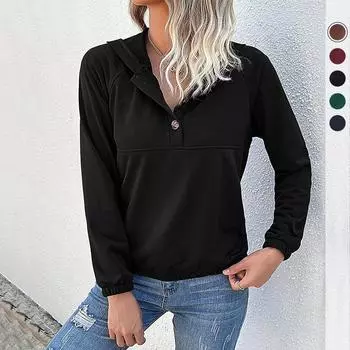 2023 Новая осенне-зимняя толстовка с капюшоном, женский пуловер, свитшот S чёрный