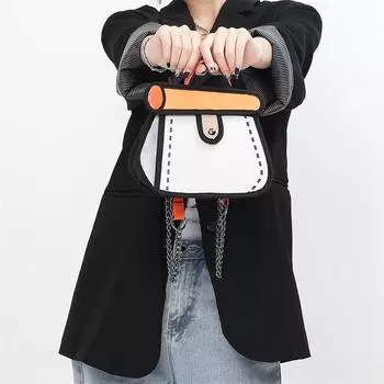 2023 Новая текстурная сумка с сращенной цепочкой для женщин, японское аниме, уникальный дизайн, универсальная сумка через плечо с масляной живописью