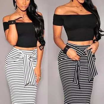 2023 Новая женская летняя мини-юбка-карандаш приталенного кроя с запахом и бедрами 2XL чёрный