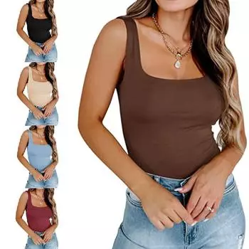 2023 Новая женская однотонная облегающая сексуальная майка на бретелях S белый