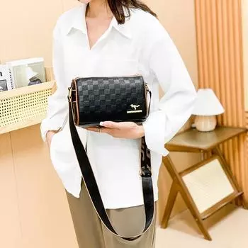 2023 Новая женская сумка через плечо из мягкой кожи Cross Border с текстурой из натуральной кожи, большой вместительной сумкой-подушкой, широким плечевым ремнем, сумкой через плечо