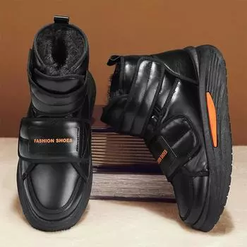 2023 новая зимняя уличная мужская обувь, зимние ботинки, хлопковая обувь высокого качества, теплая обувь для отдыха, износостойкая нескользящая обувь со средним верхом 39 чёрный