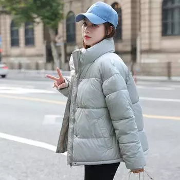 2023 Новое модное короткое пуховое пальто со стоячим воротником, женское зимнее утолщенное пальто M чёрный