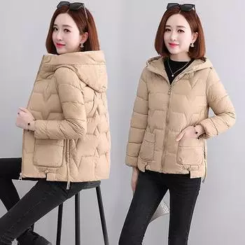 2023 Новое модное пуховое пальто с капюшоном поставляется с тонким хлопковым пальто, новое зимнее женское пальто M чёрный