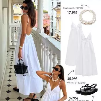 2023 Новое платье А-силуэта с V-образным вырезом и открытой спиной на подтяжках Small белый