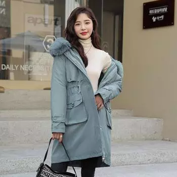 2023 Новое пуховое пальто, женское свободное пальто средней длины, зимнее утолщенное теплое пальто, модное пальто M розовый