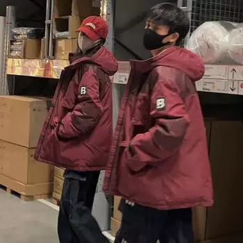 2023 Новое зимнее пальто, свободное пальто с капюшоном, модное повседневное трендовое пальто S чёрный