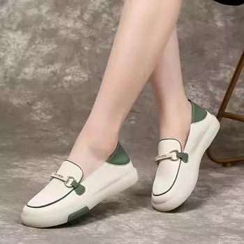 2023 Новые белые туфли, повседневные женские лоферы на мягкой подошве, женская обувь 35 зелёный