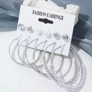 2023 Новые корейские простые серьги, серебряные большие круглые серьги, преувеличенные модели, модные серьги, винтажные элегантные серьги, комплект, очаровательные сексуальные серьги-клипсы серебряный