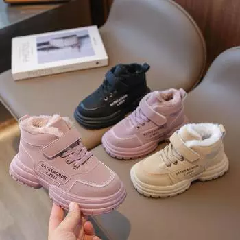 2023 Новые кроссовки для девочек из искусственной кожи с липучкой, модная детская повседневная обувь, Прямая поставка, детская спортивная обувь из хлопка, однотонная обувь для мальчиков 26 хаки