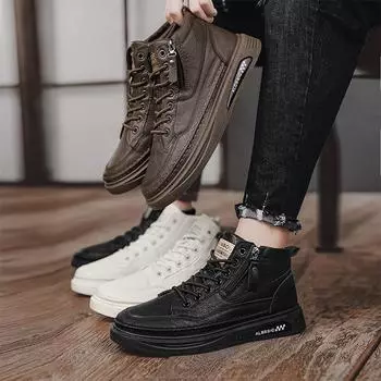 Новые модные мужские высокие ботинки martin, трендовая студенческая рабочая обувь на мягкой подошве, кроссовки Martin с защитой труда 39 чёрный