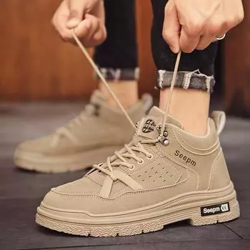 Модные осенние и зимние мужские высокие ботинки martin, мужская рабочая обувь, кроссовки martin с охраной труда 39 чёрный