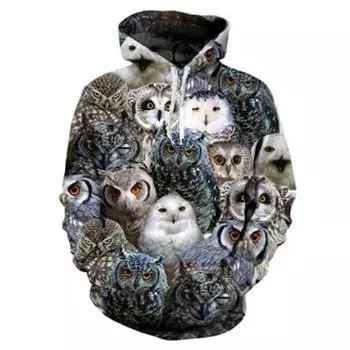 2023 Новые модные женские/мужские 3D-принты с милыми совами, пуловеры, толстовки, свитшоты S