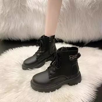 2024 Новые модные женские зимние теплые сапоги из хлопка Hundred Boots женские водонепроницаемые нескользящие сапоги большого размера 35 чёрный