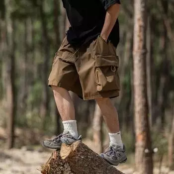 2023 Новые мужские функциональные стильные рабочие шорты с большими карманами, мужские модные свободные повседневные шорты M чёрный