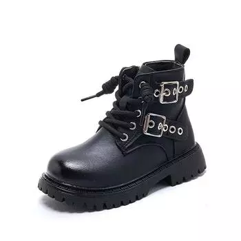 2023 Новые простые ботильоны для девочек, коричневые, однотонные, классические, в стиле ретро, в британском стиле, детская обувь, нескользящие, короткие ботинки для мальчиков для подиума 26 жёлтый