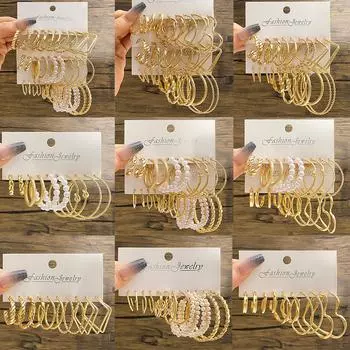 2023 Новые серьги из Европы и США, серьги с матовым твистом и любовной картой, серьги со змеей, модные серьги из 5 предметов, комплект подходящих ювелирных изделий 1 золотой