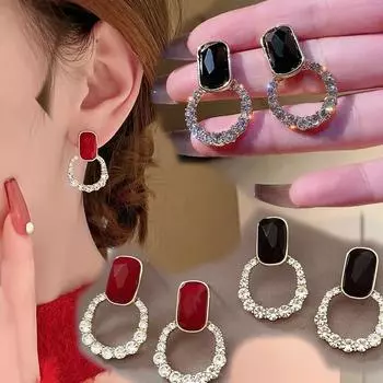 2023 Новые серьги с геометрическим дизайном Minors Design Sense в стиле ретро, европейские французские серьги, украшения в виде колец, универсальные, темпераментные сетчатые красные серьги для женщин красный