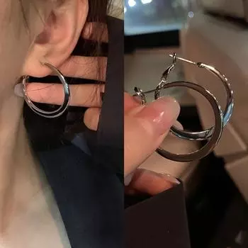 2023 Новые серебряные серьги-кольца большого круга для женщин