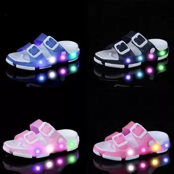 2023 Новые светящиеся детские тапочки, домашние противоскользящие повседневные тапочки 20 синий