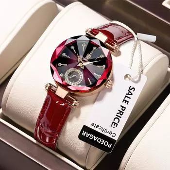 2023 Новые трендовые модные повседневные женские часы, модные кожаные кварцевые часы с бриллиантовым циферблатом, роскошные водонепроницаемые часы для девочек, подарок