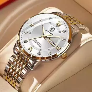 2023 Новые трендовые модные спортивные мужские часы Кварцевые часы с большим циферблатом 30 м Водонепроницаемые светящиеся мужские часы со стальным ремешком и бабочкой