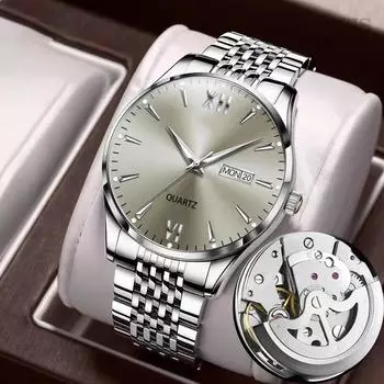 2023 Новые трендовые популярные часы Немеханические автоматические мужские часы Водостойкий светящийся стальной ремешок Мужские полупрозрачные часы