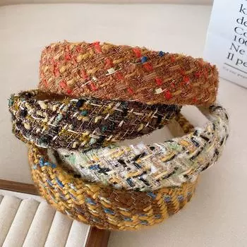 2023 Новые винтажные обручи для волос ручной работы, повязки на голову для женщин, эффектные красочные широкие повязки для волос для девочек, корейские аксессуары для волос, головные уборы