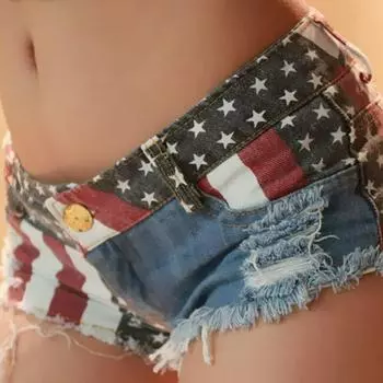 2023 Новые женские джинсовые брюки с принтом, мини-шорты с карманами и высокой талией, джинсы M