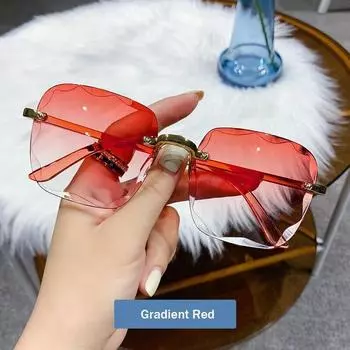 2023 Новые женские солнцезащитные очки без оправы, модные солнцезащитные очки с градиентными линзами, женские винтажные очки из сплава, классические дизайнерские оттенки UV400
