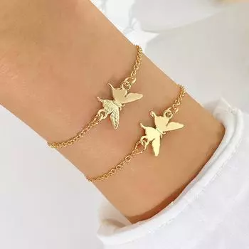 2023 Новый браслет, Европейский роскошный браслет для сестер, Подарочный браслет с кисточками, Сексуальная сотня женских аксессуаров, Браслет-бабочка, Набор из 2 золотых золотой