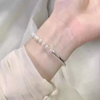 2023 Новый браслет из пресноводного жемчуга, женский Ся, уникальный дизайн, легкий роскошный полубраслет, браслет, серебряный браслет 17CM