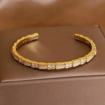 2023 новый дизайн, открытые браслеты с опалом и геометрическим узором для женщин, модные брендовые ювелирные изделия, нежные браслеты с цирконием 1