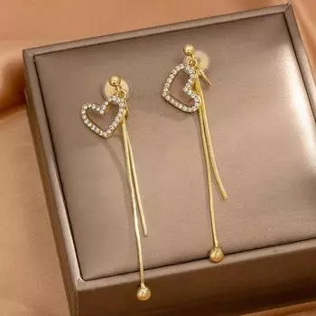 2023 новый дизайн, серьги со стразами, длинные серьги с кисточками, спираль от комаров, без пирсинга, зажим для ушей, женский