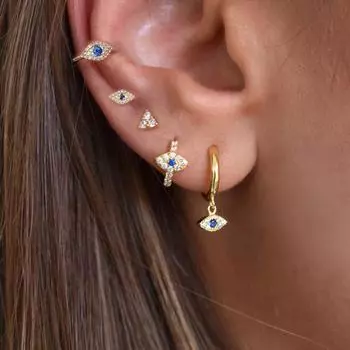 2023 Новый дизайн золотые серьги-кольца от сглаза для женщин и мужчин из нержавеющей стали маленькие серьги-кольца в стиле панк пирсинг ювелирные изделия