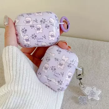 2023 Новый Фиолетовый Медведь Милый Цветок Мультфильм Брелок Беспроводной Bluetooth Чехол Для Наушников Для Apple Airpod 2 3 1 Pro 2nd Высокое Качество For Airpods Pro 2ND