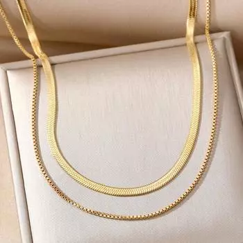 2023 Новый изысканный подарок унисекс, золотой ночной клуб, универсальная цепочка для свитера, простое ожерелье из двух частей для девочек, модное элегантное двухслойное ожерелье, комбинация золотой