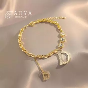 Браслет с подвеской в виде буквы d, инкрустированной цирконами, модное и роскошное украшение, подходящее для изящных женских аксессуаров