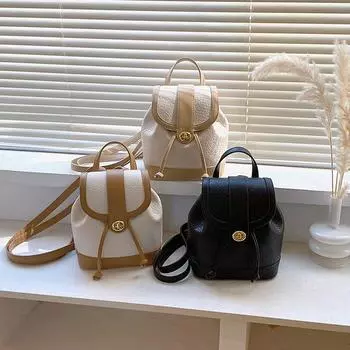 2023 Новый контрастный кожаный женский рюкзак из натуральной коровьей кожи с контрастным дизайном, большой вместительный универсальный повседневный рюкзак чёрный