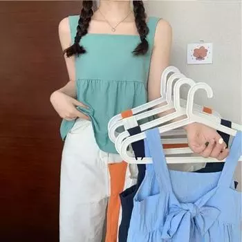 2023 Новый однотонный топ без рукавов, женская летняя майка с рюшами и дизайном, темпераментная майка S белый