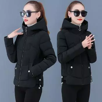2023 Новый пуховик, короткая зимняя куртка, женское тонкое и толстое маленькое свежее пальто L чёрный