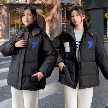 2023 Новый пуховик ярких цветов с капюшоном, женское осеннее и зимнее свободное короткое пальто S хаки