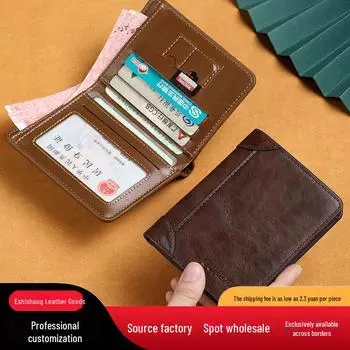 2023 Новый японский мужской кожаный кошелек с коротким отделением для водительских прав и держателем для карт