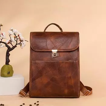 2023 Новый рюкзак из искусственной кожи большой емкости Ретро Британский модный рюкзак Модная деловая дорожная сумка Сумка для iPad 26*9*34cm чёрный