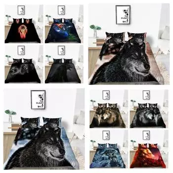 2023 Новый стиль, 2/3 шт., домашнее постельное белье, одеяло, пододеяльник, размер King Queen, уникальный дизайн, комплект постельного белья из полиэстера с 3D принтом волка UK Single 135x200cm