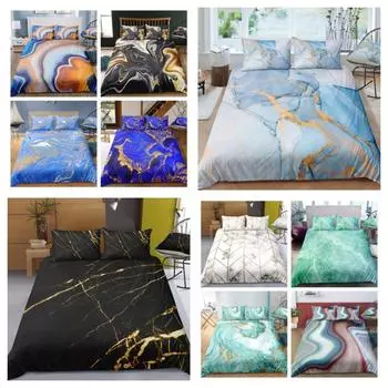 2023 Новый стиль 3D комплект постельного белья с мраморным принтом Домашняя постельная одежда Детская женская декоративная модель King Size Одеяло из микрофибры UK Single 135x200cm
