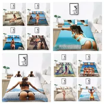 2023 Новый стиль 3D комплект постельного белья для бикини домашняя постельная одежда King Single Size 2/3 шт. пододеяльники крутой уникальный дизайн пододеяльник костюм UK Single 135x200cm