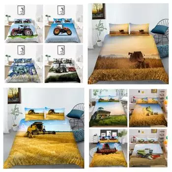 2023 Новый стиль 3D-печать Пододеяльник Highend Домашнее постельное белье Сельскохозяйственная машина King Size Постельные принадлежности Мягкое пододеяльник Роскошные комплекты постельного белья UK Single 135x200cm