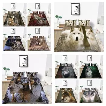 2023 Новый стиль 3D печать волка пододеяльник узор покрывало роскошное пододеяльник постельный комплект с наволочкой мужская постельная одежда одного размера UK Single 135x200cm