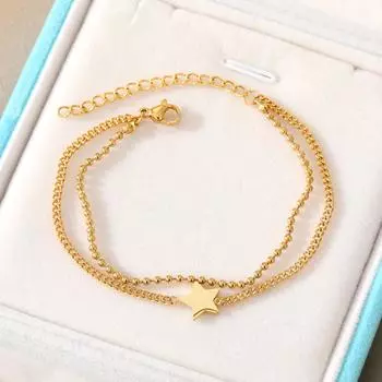 2023 Новый Стиль Браслета Модный Сексуальный Женский Браслет Звезда Кулон Двухслойный Браслет Для Девочек Партия Очарование Универсальный Браслет Пятислойный Браслет золотой